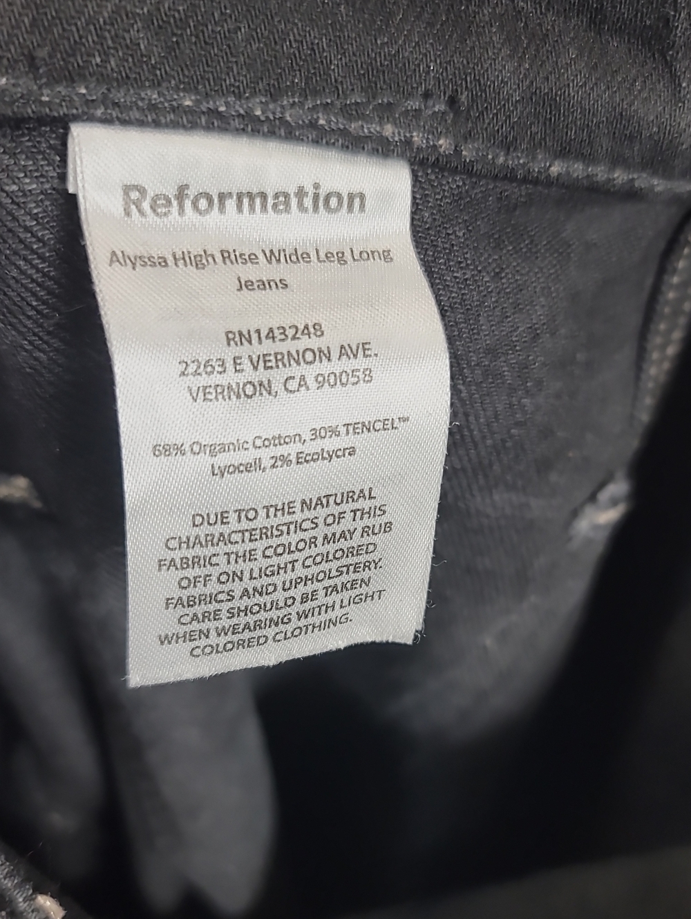 Reformation Alyssa Stretch High Rise Wide Leg Jeans in black Size 27 - Picture 8 of 9